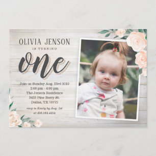 Rustic 1st Birthday Invitations