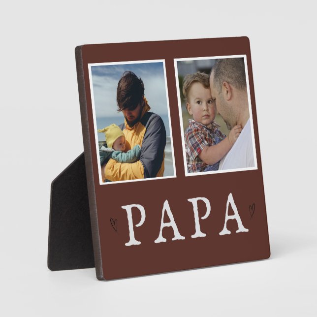 Rustic 2-Photo Personalised Grandpa Plaque (Front)