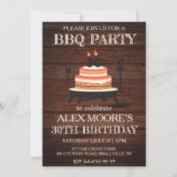 Rustic 30th birthday bbq invitations