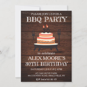 Rustic 30th birthday bbq invitations