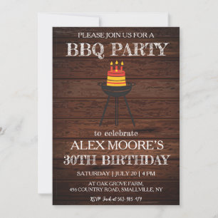 Rustic 30th birthday bbq invitations