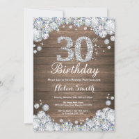 Rustic 30th Birthday Silver Diamond