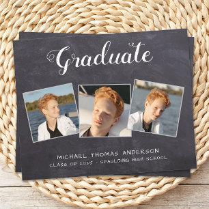 Rustic 3 Photo Budget Graduation Announcement