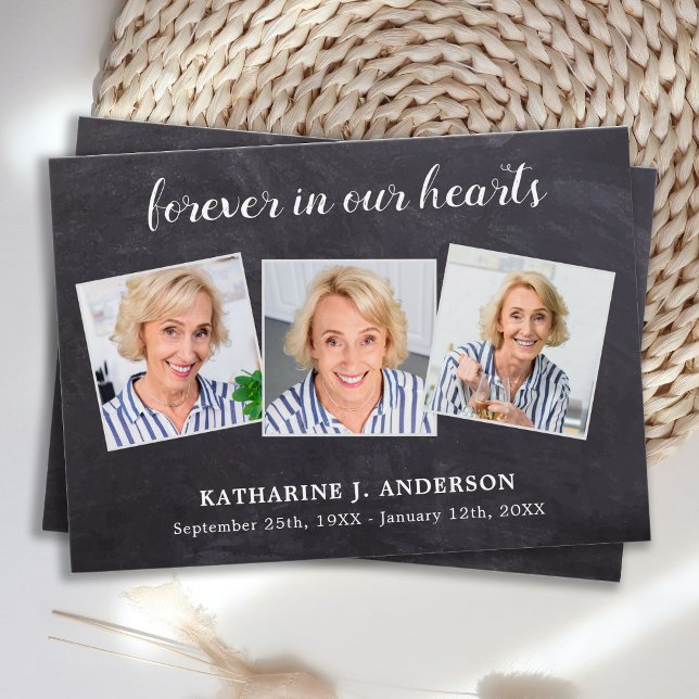 Rustic 3 Photo Sympathy Memorial Prayer Card (Creator Uploaded)