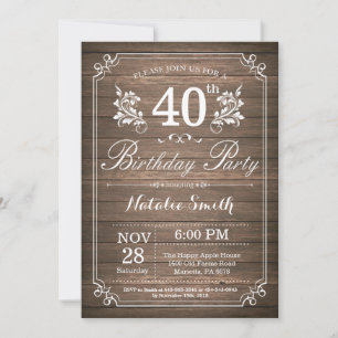 Rustic 40th Birthday Invitation Floral