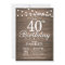 Rustic 40th Birthday Invitation String Lights Wood