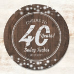 Rustic 40th Birthday String Lights Birthday Party Paper Plate<br><div class="desc">This rustic 40th birthday party plate features string lights on a dark wood background. Click the customise button for more flexibility in modifying the text! Variations of this design, additional colours, as well as coordinating products are available in our shop, zazzle.com/doodlelulu*. Contact us if you need this design applied to...</div>