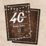 Rustic 40th Birthday with String Lights Party Invitation<br><div class="desc">This rustic 40th birthday invitation features string lights on a dark wood background. Click the customise button for more flexibility in modifying the text! Variations of this design, additional colours, as well as coordinating products are available in our shop, zazzle.com/doodlelulu*. Contact us if you need this design applied to a...</div>