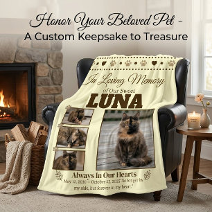 Rustic 4 Photo Collage Pet Memorial Quote Fleece Blanket