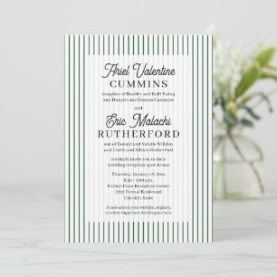 Rustic 4 Sets of Parents Green Pinstripe Invitation