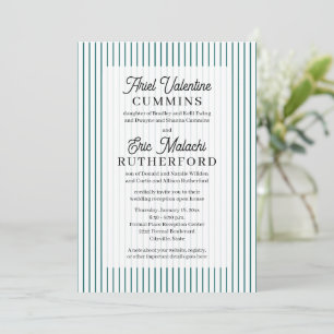 Rustic 4 Sets of Parents Teal Pinstripe Invitation