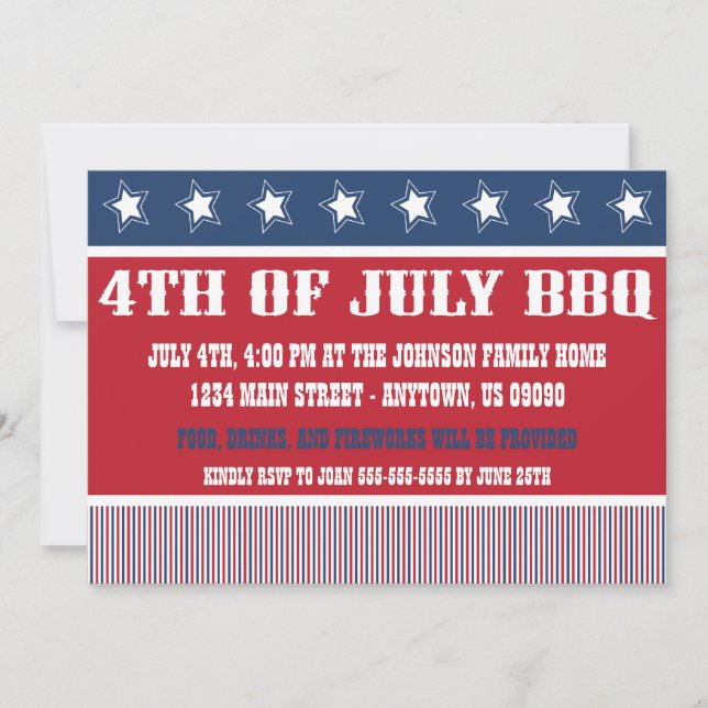 Rustic 4th Of July BBQ Invitations (Front)