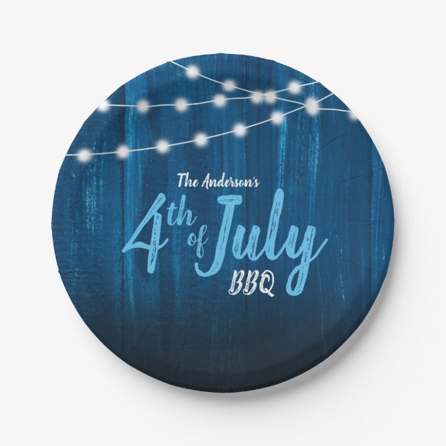 Rustic 4th of July BBQ Paper Plate (Front)