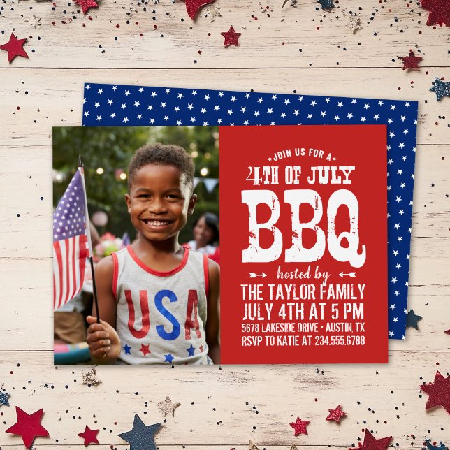 Rustic 4th of July BBQ Photo Invitation (Creator Uploaded)