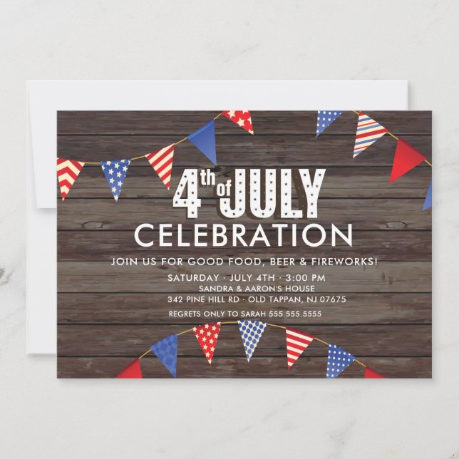Rustic 4th of July Celebration Party Invitation (Front)