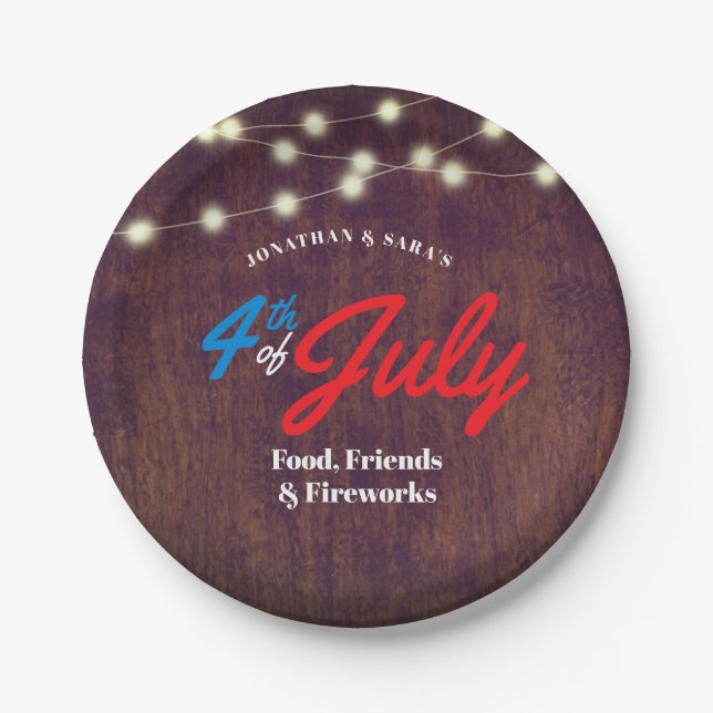 Rustic 4th of July Summer Party Paper Plate (Front)