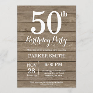 Rustic 50th Birthday Invitation