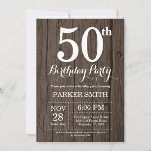 Rustic 50th Birthday Invitation