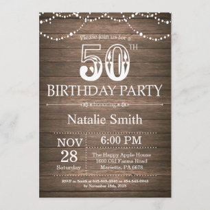 Rustic 50th Birthday Invitation String Lights