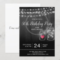 Rustic 50th Birthday String Lights Mason Jars