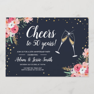 Rustic 50th Wedding Anniversay Invitation Floral