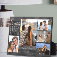 Rustic 5 Photo Collage Loving Life w You Grey Wood