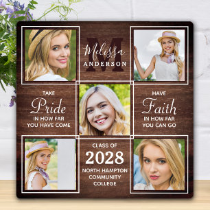Rustic 5 Photo Collage Personalised Graduation Plaque