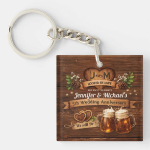 Rustic 5th Wood Wedding Anniversary We Still Do Key Ring
