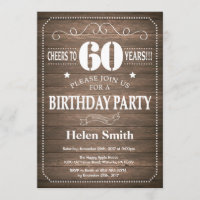 Rustic 60th Birthday Invitation