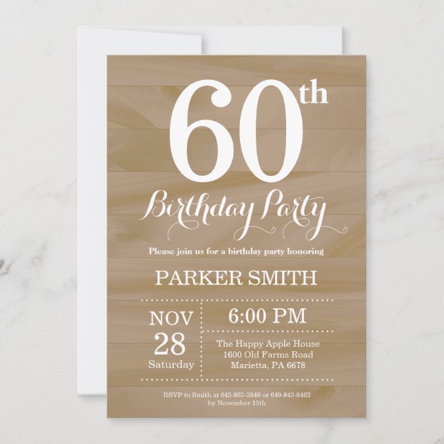 Rustic 60th Birthday Invitation (Front)