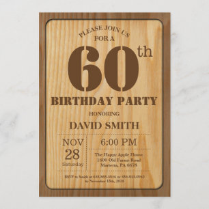 Rustic 60th Birthday Invitation Vintage Wood