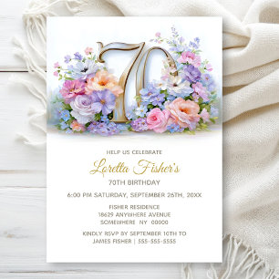 Rustic 70 Country Floral 70th Birthday Party Invitation