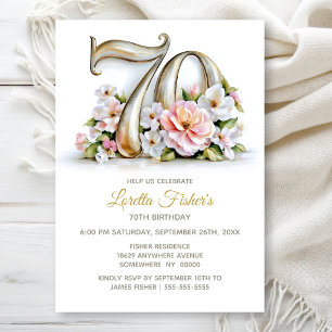 Rustic 70 Floral 70th Birthday Party Invitation