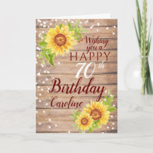Rustic 70th Birthday Floral Sunflower