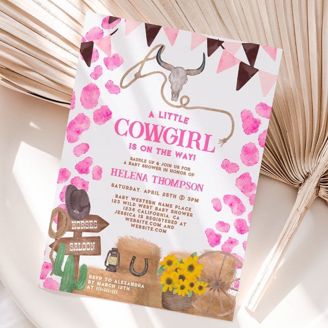 Rustic a little cowgirl western cow baby shower invitation (Creator Uploaded)