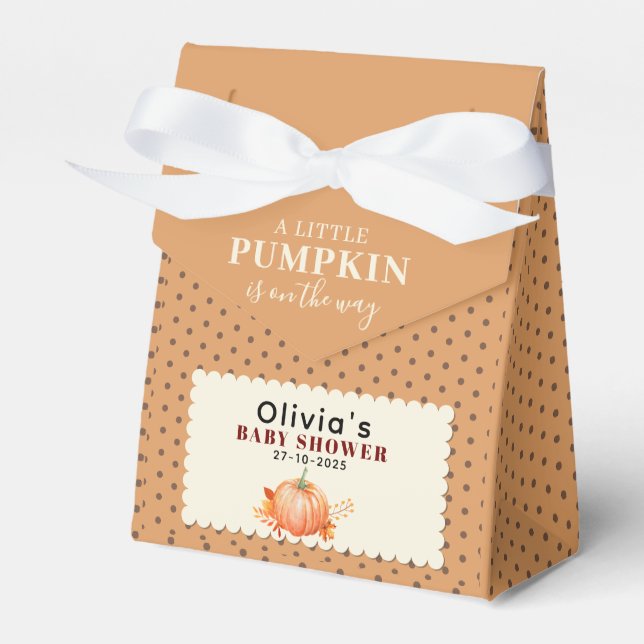 Rustic a Little Pumpkin Cute Fall Baby Shower Favour Box (Front Side)