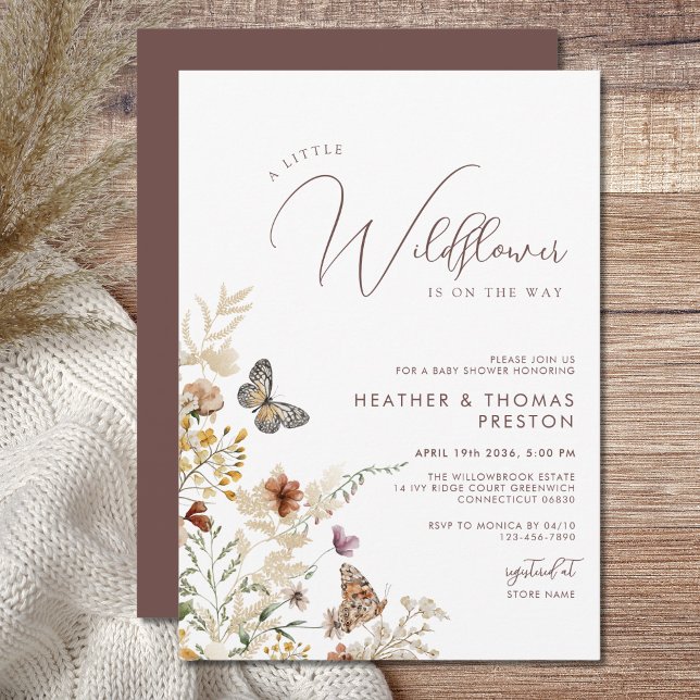 Rustic A Little Wildflower Baby Shower Invitation (Creator Uploaded)