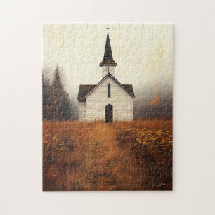 Rustic Abandoned Church Painting Jigsaw Puzzle