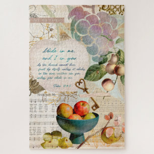 Rustic Abide in Me Fruitful Faith Poster Jigsaw Puzzle