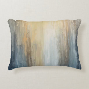 Rustic Abstract Blue Brown Yellow Stripe Decorative Cushion