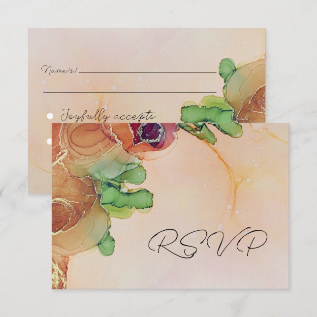 Rustic Abstract Floral Wedding RSVP Card (Front/Back)