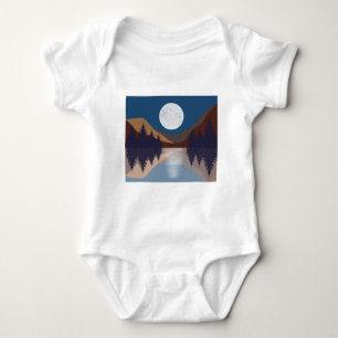 Rustic Abstract Landscape Forest Moon Reflection Baby Bodysuit