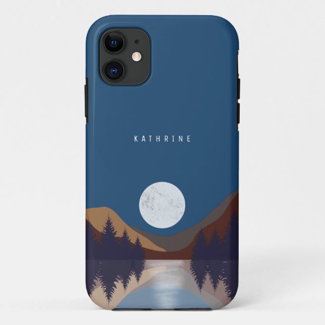 Rustic Abstract Landscape Forest Moon Reflection Case-Mate iPhone Case (Back)