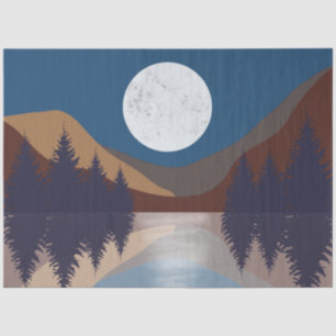 Rustic Abstract Landscape Forest Moon Reflection   Tissue Paper