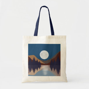 Rustic Abstract Landscape Forest Moon Reflection Tote Bag