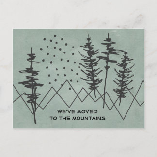Rustic Abstract Mountains and Forest New Address Announcement Postcard