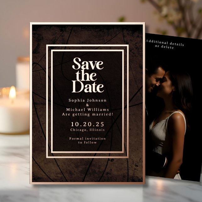 Rustic Abstract Save the Date Photo Moody Browns  (Creator Uploaded)