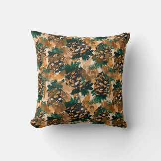 Rustic Abstract Watercolor Pinecones Cushion
