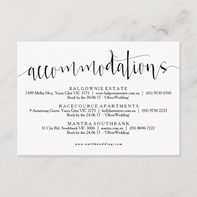 Rustic Accommodations Info Card (Front)