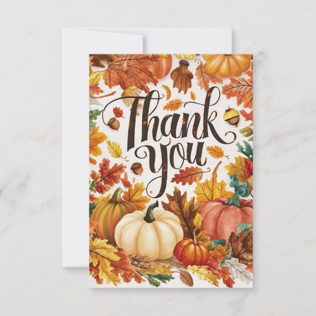 Rustic Acorn Autumn Fall Thank You Card (Front)